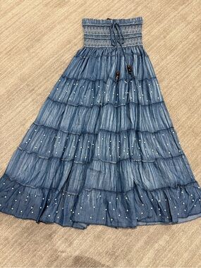 ChicMe Convertible Smocked Maxi Skirt/Strapless Dress Size Medium NWOT